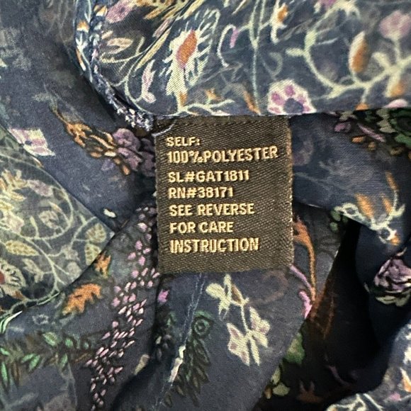 Lucca Couture Top Sheer Flowy Blouse Blue Floral Pattern 3/4 Sleeves Size Small - Picture 4 of 11